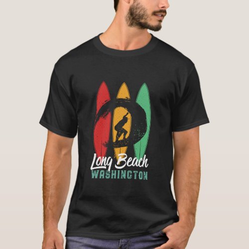 Long Beach Washington Vintage Retro Surfing T_Shirt
