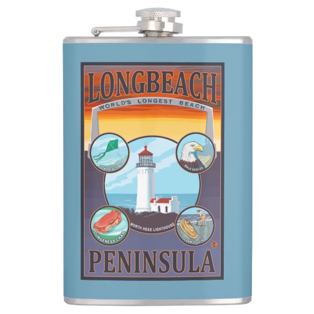 Long Beach, WashingtonTravel Hip Flask (Front)
