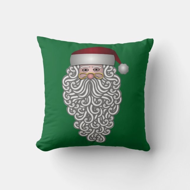 Long Bearded Santa Throw Pillow (Front)