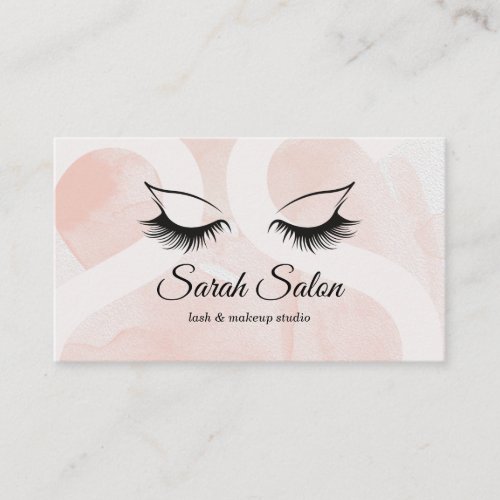 Long Beautiful Lashes Dusty Pink Black Script Business Card