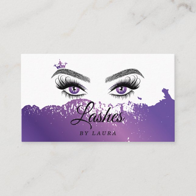 Long Beautiful Lashes Eyes and Brows Hand drawn Business Card (Front)