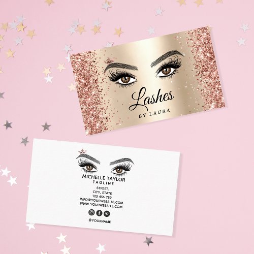 Long Beautiful Lashes Eyes and Brows Hand drawn Business Card