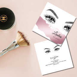 Long Beautiful Lashes Eyes and Brows Hand drawn Square Business Card