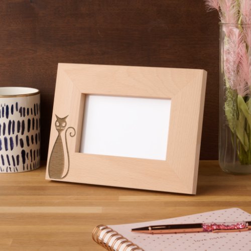 Long Black Cat Laser Etched Picture Frame Long Black Cat Laser Etched Picture Frame