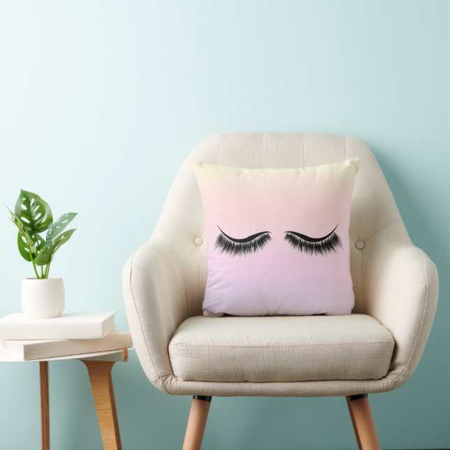 Long Black Eyelashes  Throw Pillow (Chair)