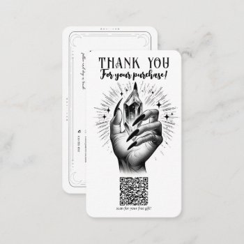 Long Black Nails & Crystal Energy Free Gift Qr Business Card by printabledigidesigns at Zazzle