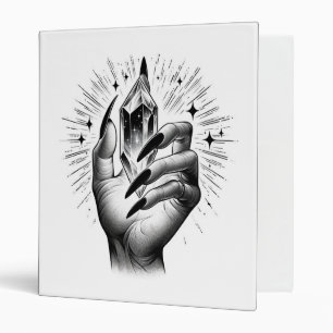 Long Black Nails & Crystal Energy Magic Vintage 3 Ring Binder