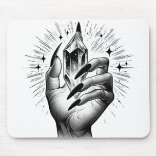 Long Black Nails & Crystal Energy Magic Vintage Mouse Pad