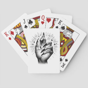Long Black Nails & Crystal Energy Magic Vintage Poker Cards