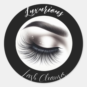 Long Black Wispy Eyelashes Lash Extensions Beauty  Classic Round Sticker