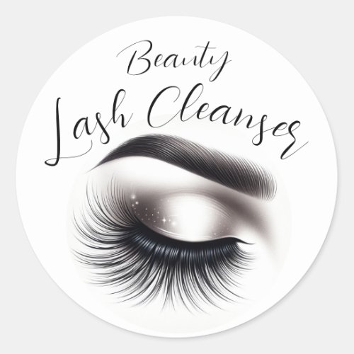 Long Black Wispy Eyelashes Lash Extensions Beauty  Classic Round Sticker