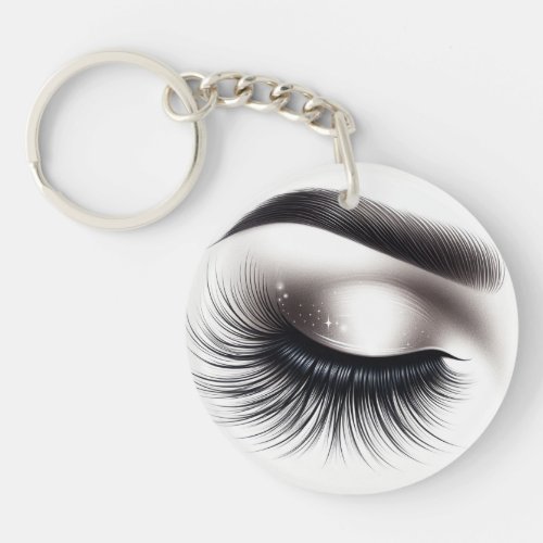 Long Black Wispy Eyelashes Lash Extensions Beauty  Keychain