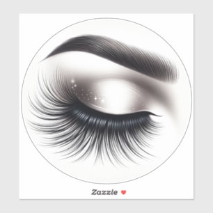 Long Black Wispy Eyelashes Lash Extensions Beauty Sticker