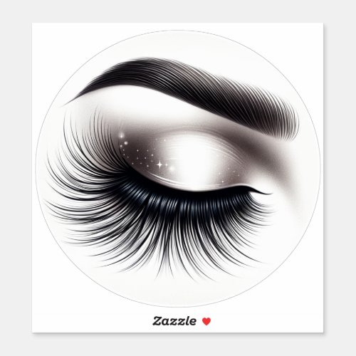 Long Black Wispy Eyelashes Lash Extensions Beauty  Sticker
