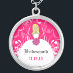 Long Blonde Side Part Fuchsia Bridesmaid Necklace<br><div class="desc">Keepsake Necklaces Choose either Silver Plated Gold Finish or Sterling Silver Unique Personalized Custom !st Christmas Gift Wedding Keepsake Wedding Party Necklaces - to change background color - click customize - click edit - choose last tool in drop down menu and choose from one of the colors shown or enter...</div>