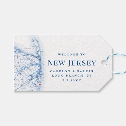 Long Branch New Jersey Map Elegant Wedding Favor Gift Tags