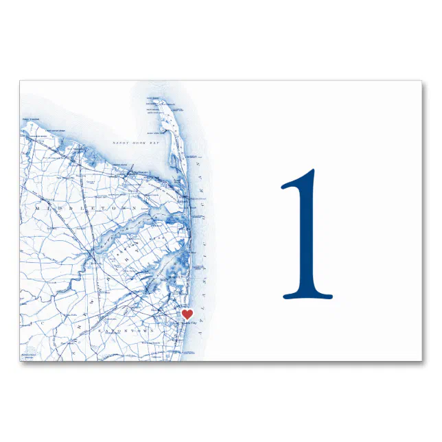 Long Branch New Jersey Wedding Elegant Map Table Number | Zazzle