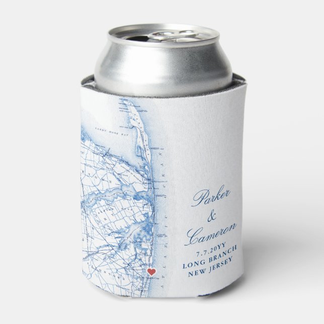 Long Branch New Jersey Wedding Favor Drink Can Cooler (Can Front)