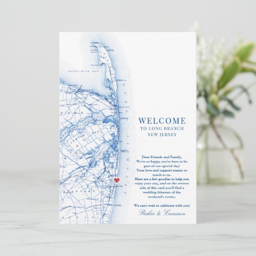 Long Branch New Jersey Wedding Welcome Itinerary Thank You Card