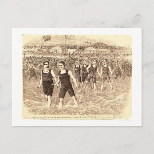 Long Branch NJ Swimming Match 1874 Postcard