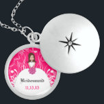 Long Brown Hair Fuchsia Bridesmaid Necklace<br><div class="desc">Keepsake Necklaces Choose either Silver Plated Gold Finish or Sterling Silver Unique Personalized Custom !st Christmas Gift Wedding Keepsake Wedding Party Necklaces - to change background color - click customize - click edit - choose last tool in drop down menu and choose from one of the colors shown or enter...</div>