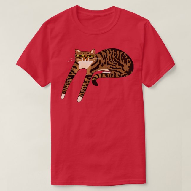 Long Brown Tabby Cat  T-Shirt (Design Front)