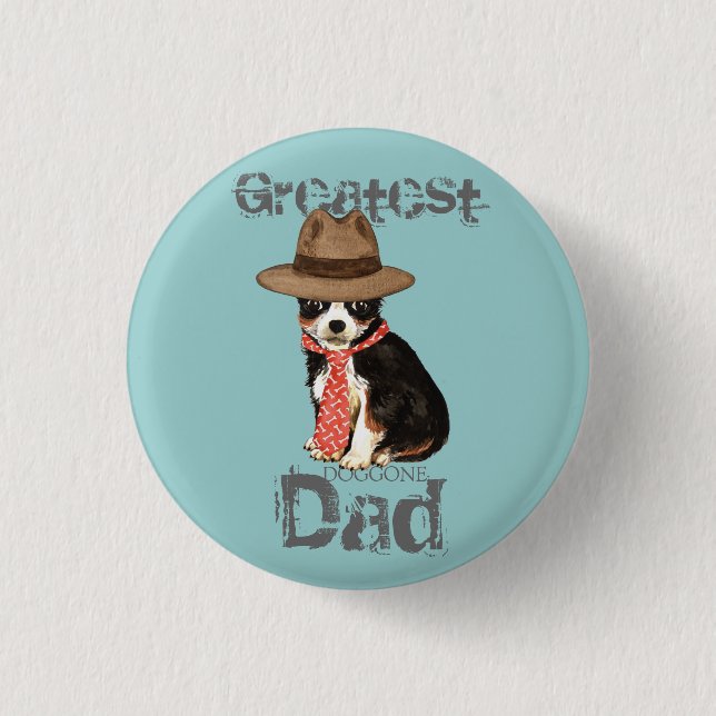 Long Coat Chihuahua Dad Pinback Button (Front)