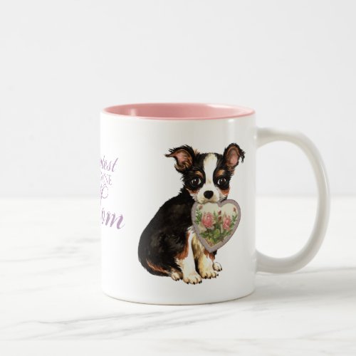 Long Coat Chihuahua Heart Mom Two_Tone Coffee Mug
