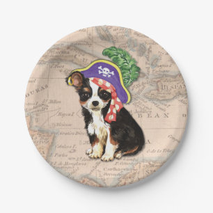 Long Coat Chihuahua Pirate Paper Plates