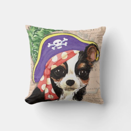 Long Coat Chihuahua Pirate Throw Pillow