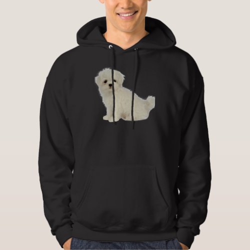 Long Coated White Puppy Maltese Dog Poodle Shih Tz Hoodie