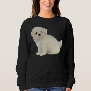 Long Coated White Puppy Maltese Dog Poodle Shih Tz Sweatshirt