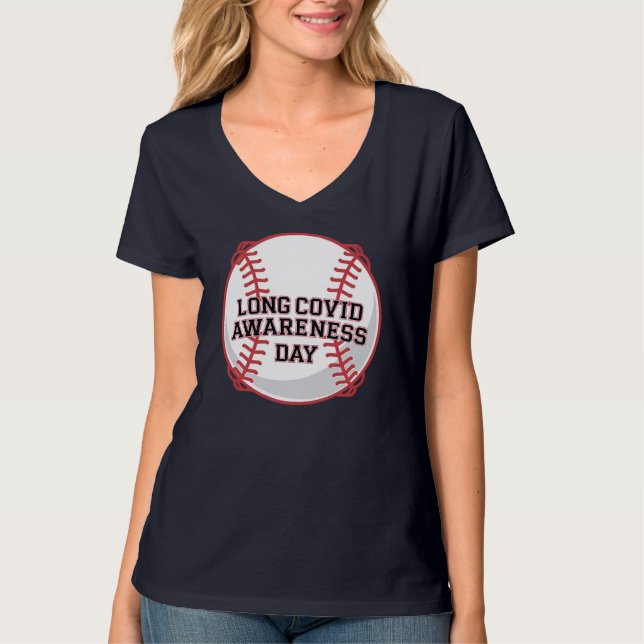 Long COVID Awareness Day Baseball Design T-Shirt (Front)