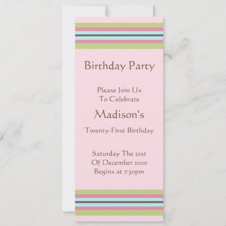 Long Crisp Mod Design Birthday Party Invitation