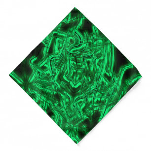 Long curved strokes forming star on green metallic bandana