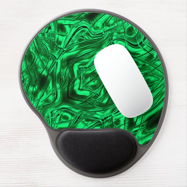 Long curved strokes forming star on green metallic gel mouse pad (Left Side)