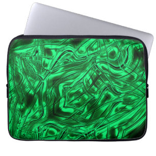 Long curved strokes forming star on green metallic laptop sleeve