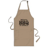 Long custom BBQ apron for men with vintage name