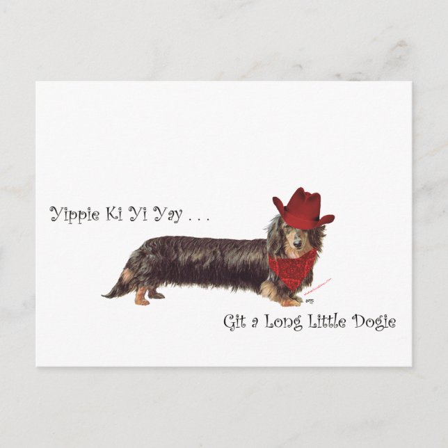 Long Dachshund Cowboy Postcard (Front)