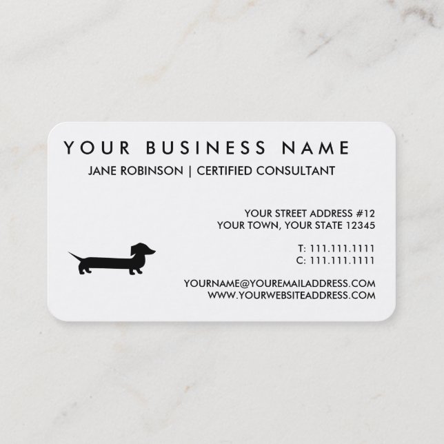 Long Dachshund Funny Drawing Business Card (Back)
