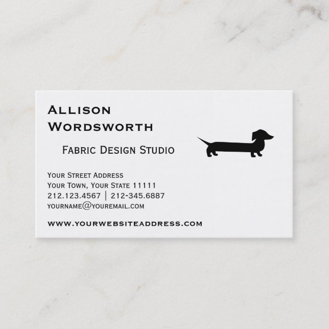 Long Dachshund Funny Drawing Business Card (Front)