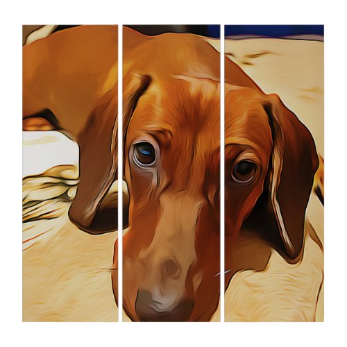 Long Dachshund Is Lying On The Bed Triptych
