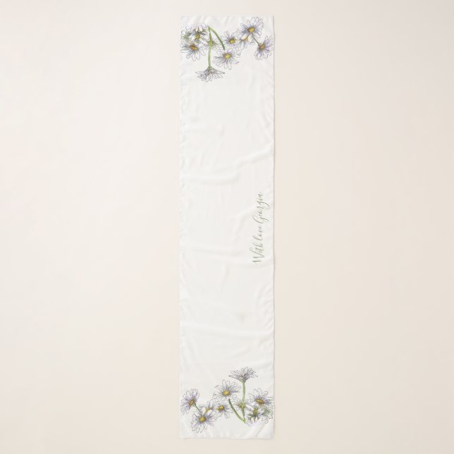 Long Daisy simple elegant and personalizable Scarf (Front)