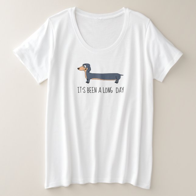 Long Day Dachshund Women's Plus Size Basic T-Shirt (Design Front)