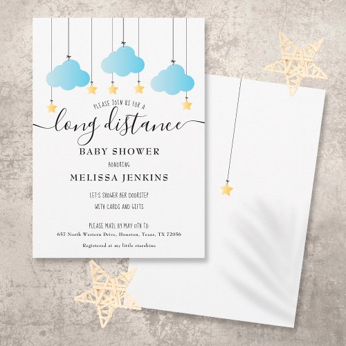 Long Distance Baby Boy Shower  Sprinkle By Mail Invitation