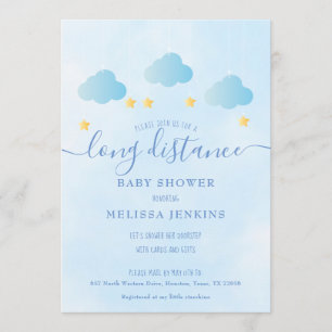 Long Distance Baby Shower By Mail Boy Blue Invitation