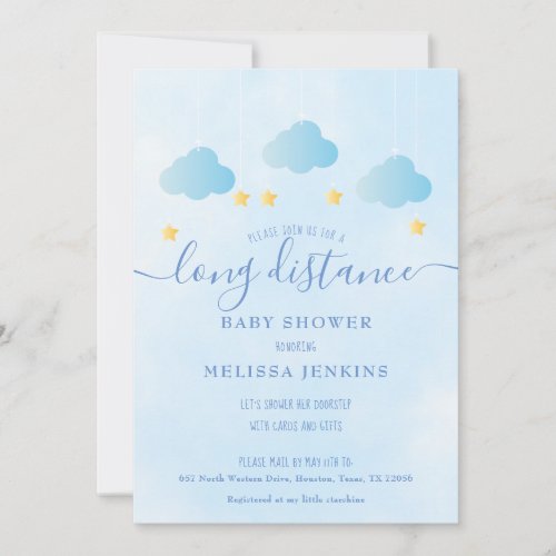 Long Distance Baby Shower By Mail Boy Blue Invitation