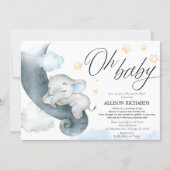 Long distance baby shower by mail elephant shower invitation (Front)