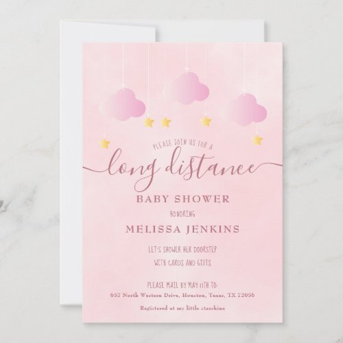 Long Distance Baby Shower By Mail Girl Pink Invitation