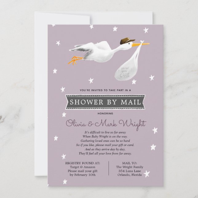Long Distance Baby Shower by Mail Invitation (Front)